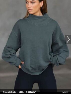 Joah Brown Slate-Green Mock Neck Sweatshirt